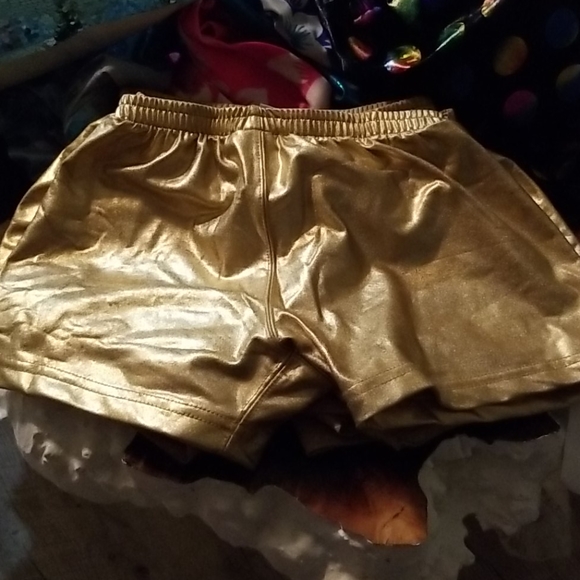 NWOT 3°Gold Metallic 3' Festival Sport Shorts - Picture 3 of 7